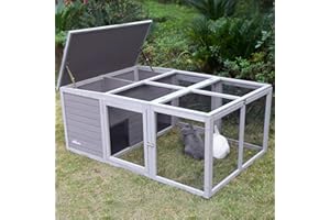Aivituvin Rabbit Hutch Outdoor Large, Bunny Cage Indoor for 2 Rabbits, Poultry Playpen Duck Cage Playpen for Small Animals with Easy to Clean PVC Layer