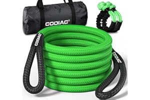 GODIAG 1"×30ft Kinetic Recovery Tow Rope (46500lbs) Heavy Duty Energy Rope with 2 Soft Shackles, 30% Elasticity Offroad Power Strap for Truck Jeep Car ATV UTV Tractor