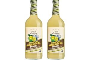 Tres Agaves Organic Lime Margarita Mix – Award-Winning 90 Point Cocktail Mixer with Agave Nectar & Real Lime Juice – Low Calorie, Non-GMO, Gluten-Free, Vegan, No High Fructose Corn Syrup – 750ml Bottle (2 Pack)
