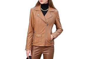 S P Y M Womens Faux Leather Jacket, Moto Biker Coat, Quilted Zip Up Outwear