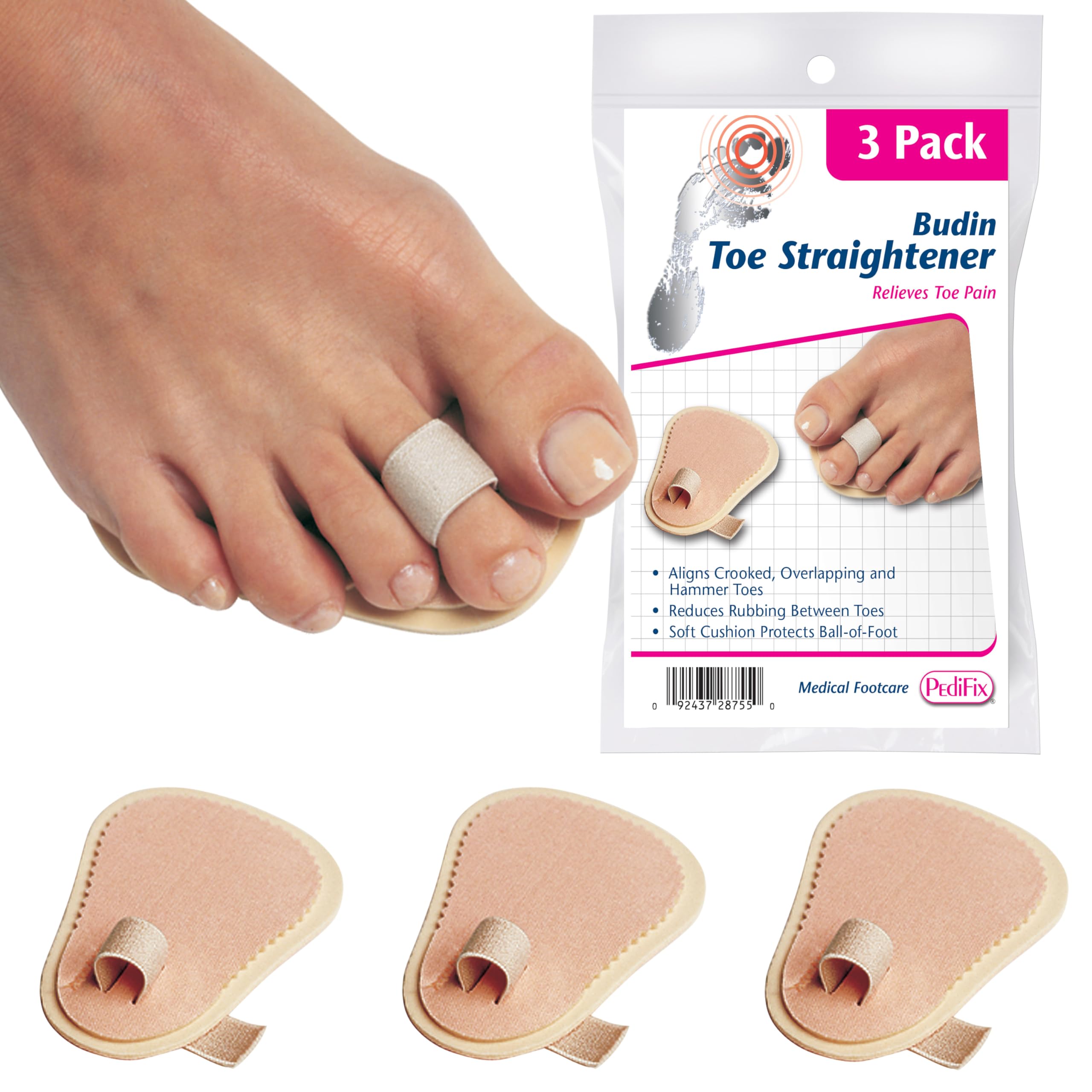 Photo 1 of PediFix Podiatrists' Choice Toe Straightener – 3-Pack Toe Aligners Gently Help Realign Crooked, Overlapping, and Hammer Toes – Designed for Comfort and Daily Relief – One Size Fits Most
