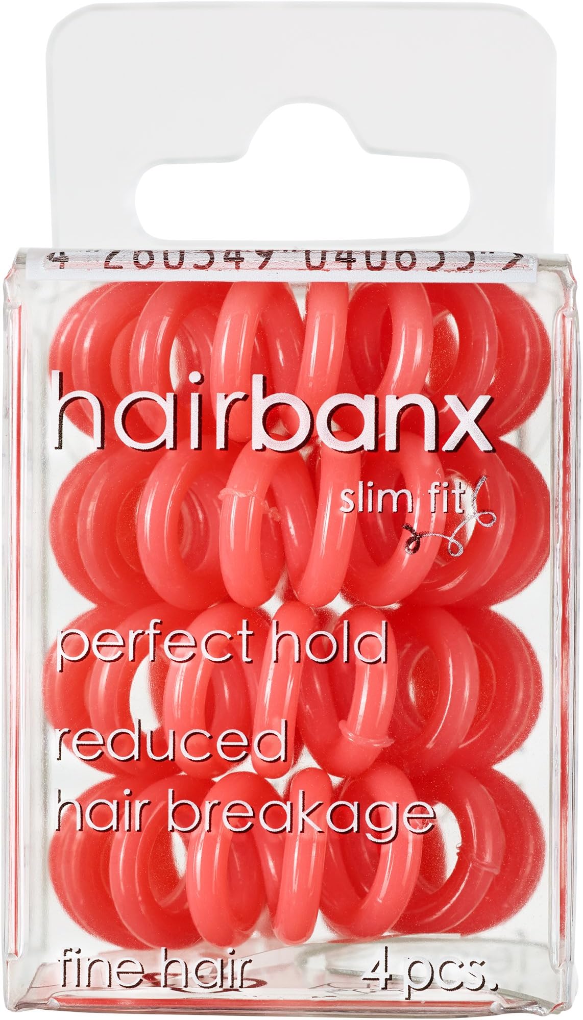 hairbanx Slim Fit Coral Red Hair Rings & Hair Ties - perfect hold for fine hair