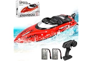 Qerfty RC Boat 25 km/h Fast Remote Control Boat for Adults 2.4Ghz,RC Speed Boats for Adults for Pools and Lakes with 2 Rechargeable Batteries (Red
