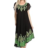 Sakkas Batik Hindi Cap Sleeve Caftan Dress/Cover Up
