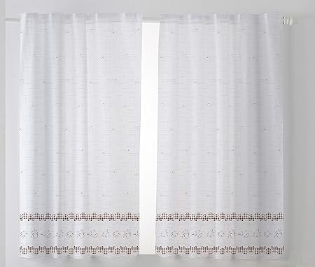 cardenal textil tamara cortina cocina visillo tela marron pack 2 100 x 140 cm
