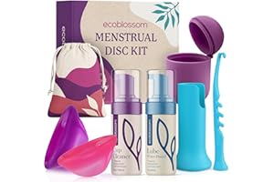 Ecoblossom Reusable Menstrual Disc - Menstrual Cup - Soft Period Disc for Women Designed with Tab, Medical-Grade Silicone Period Cup [Disc Kit - M (Magenta) & L (Violet)]