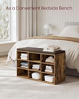 VASAGLE Rustic Brown Shoe Bench 9 Compartments Cushion Bench 78.5cm view 4