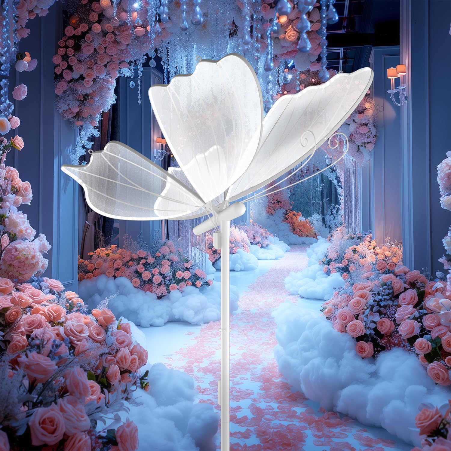 Photo 1 of DENGALA Butterfly Floor Lamp - 6000K LED Butterfly Light - Creative Wedding Decorations - Hanging Ceiling Light - White