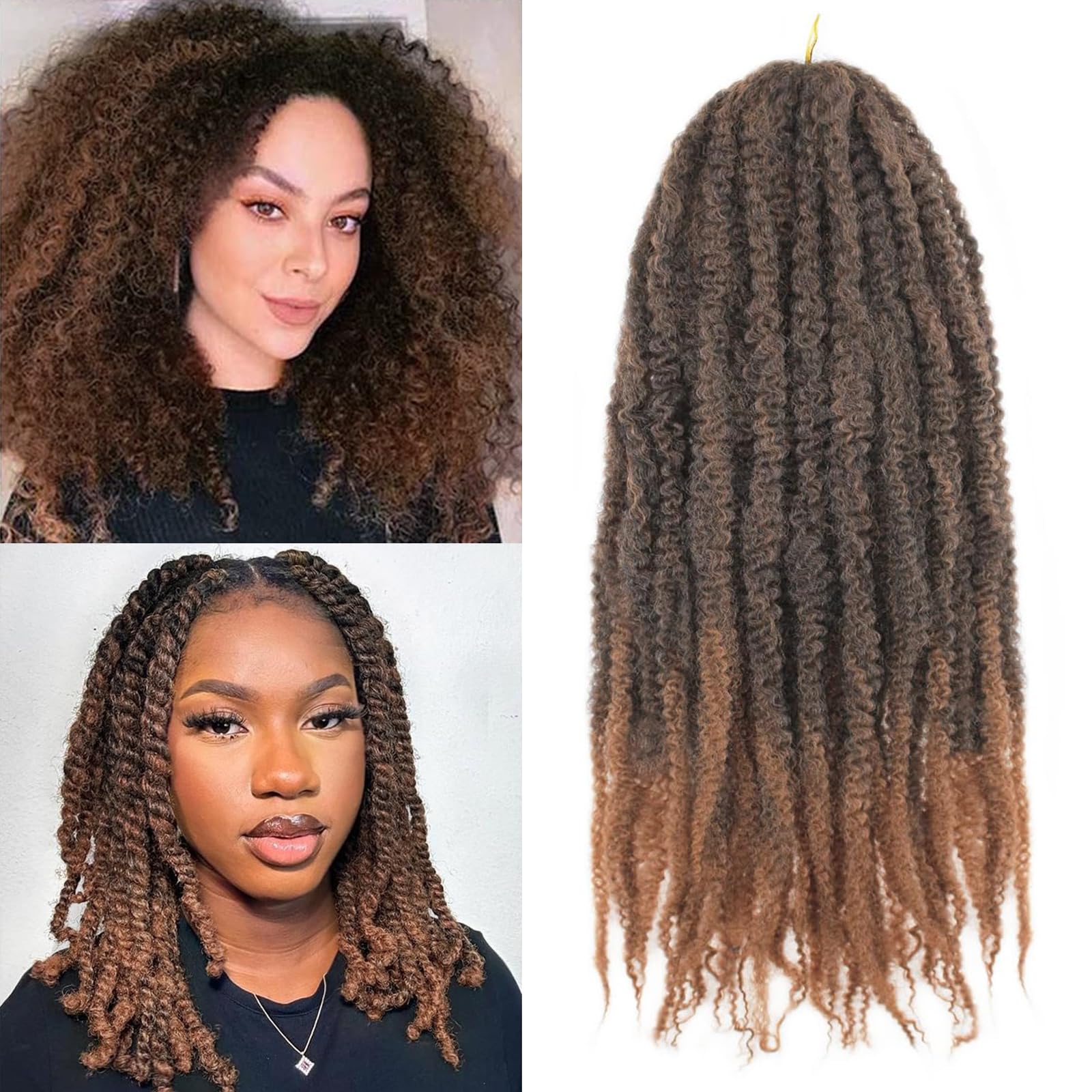 XIMENALU Marley Twist Braiding Hair Afro Kinky Curly Cuban Twist Hair Marley Twists Crochet Braids Synthetic Senegalese Twists Crochet Hair Extensions for Women (T30#, 12inch/3packs)