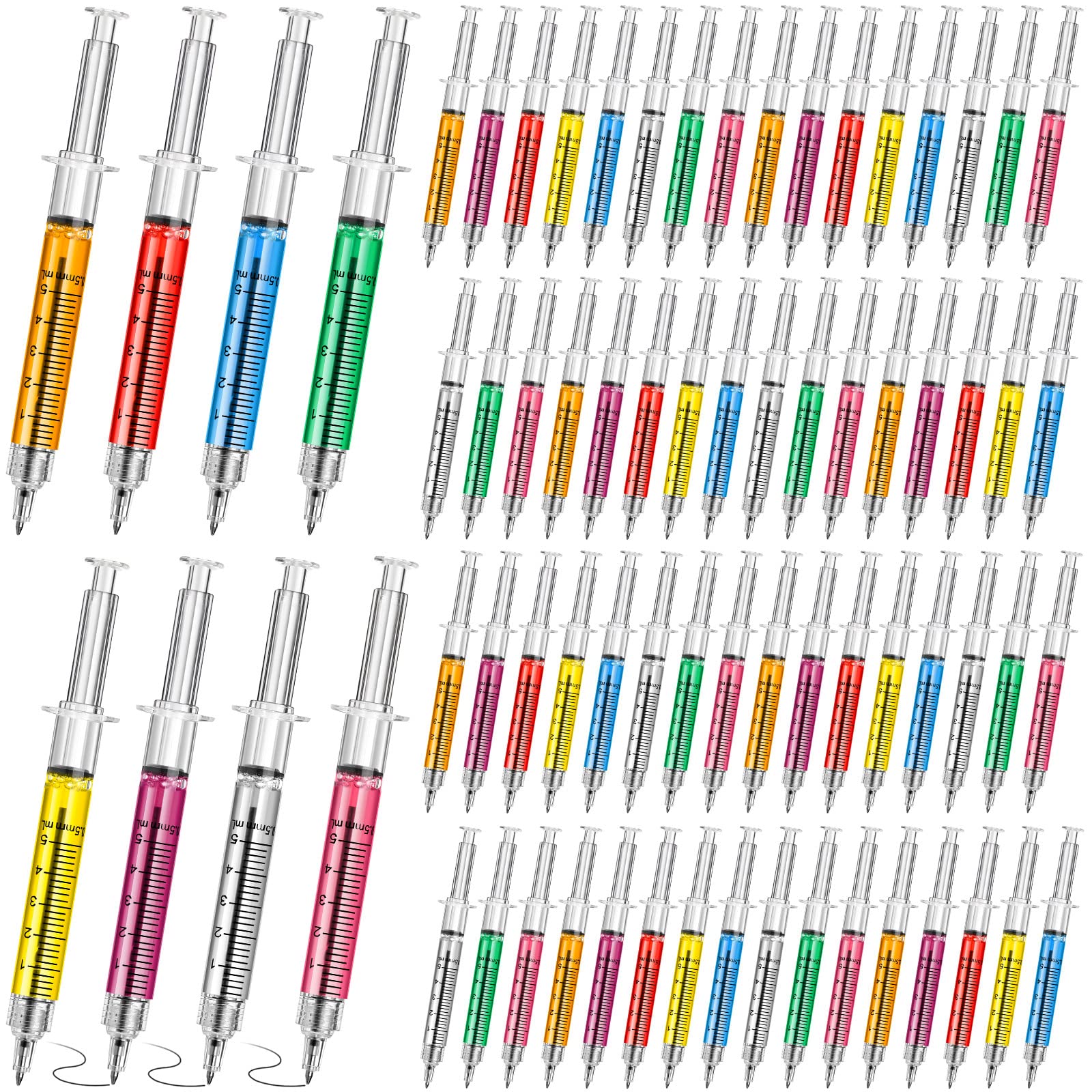 Photo 1 of Estune 100 Pcs Syringe Retractable Nurse Pens Novelty Fun Multi Colors Medical Blood Ballpoint Pens Gifts for Nursing Student School Supplies Birthdays Doctor Pretend Party Favors(Classic Style)