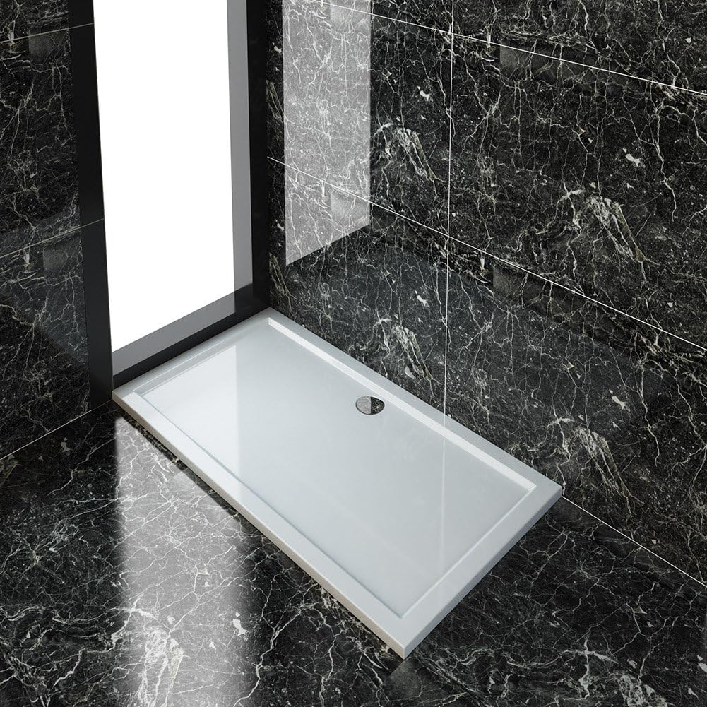 ELEGANT 1500 x 800 mm Stone Shower Tray + Waste Trap Rectangular