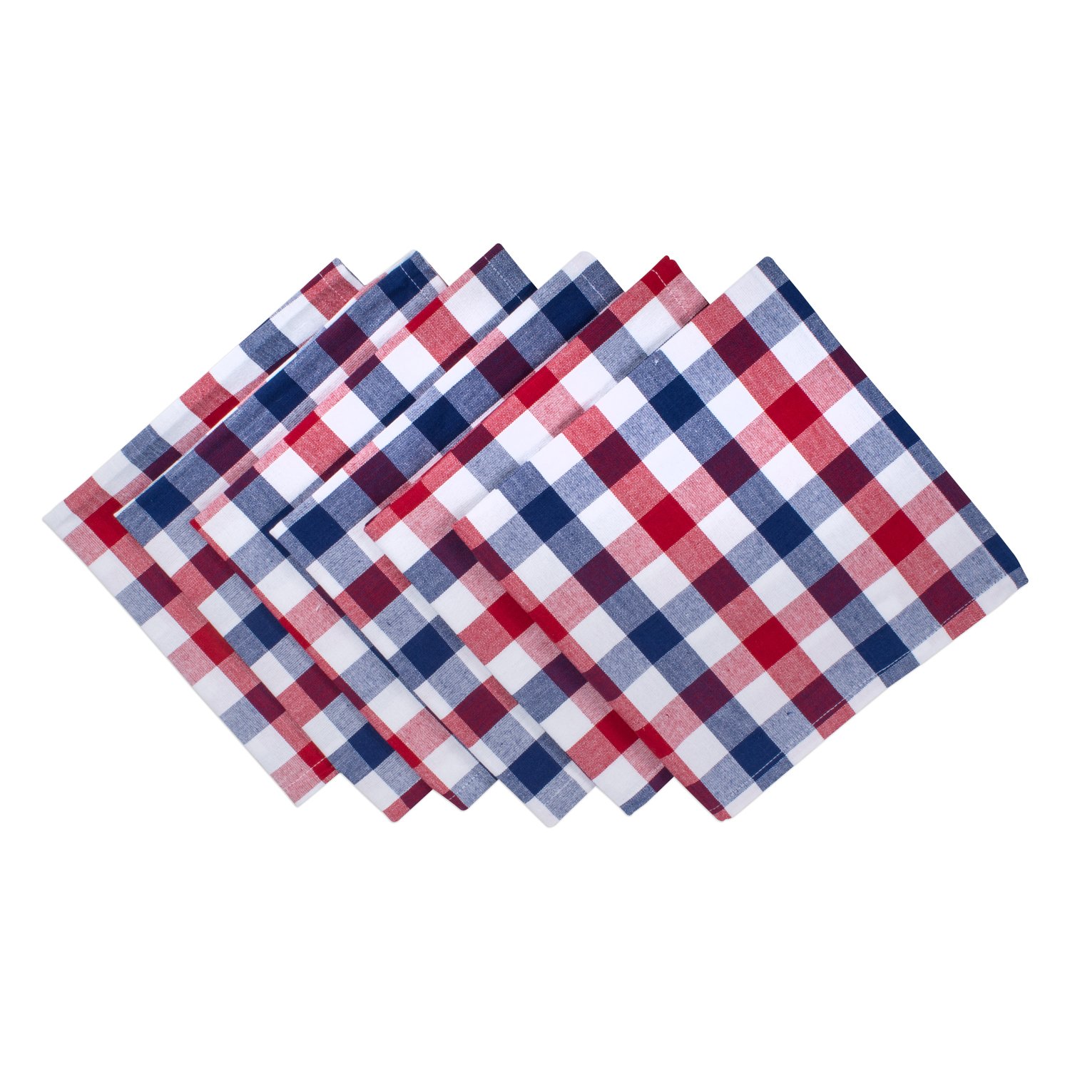 DII 100% Cotton, Machine Washable, Indoor/Outdoor, Table Top Collection, Red & Blue Check, 20" x 20" (Set of 6) — image 1