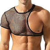 YOOBNG Men's Fishnet Crop Tops Mesh Tank Tops Sheer Undershirt Nightwear
