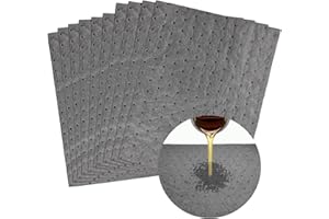 ZNDAW 10 PCS Oil Absorbent Pads, 13" x 10" Weight Dimpled Pad Polypropylene Mat for Oil & Fluid, Universal Water Absorbent Ma