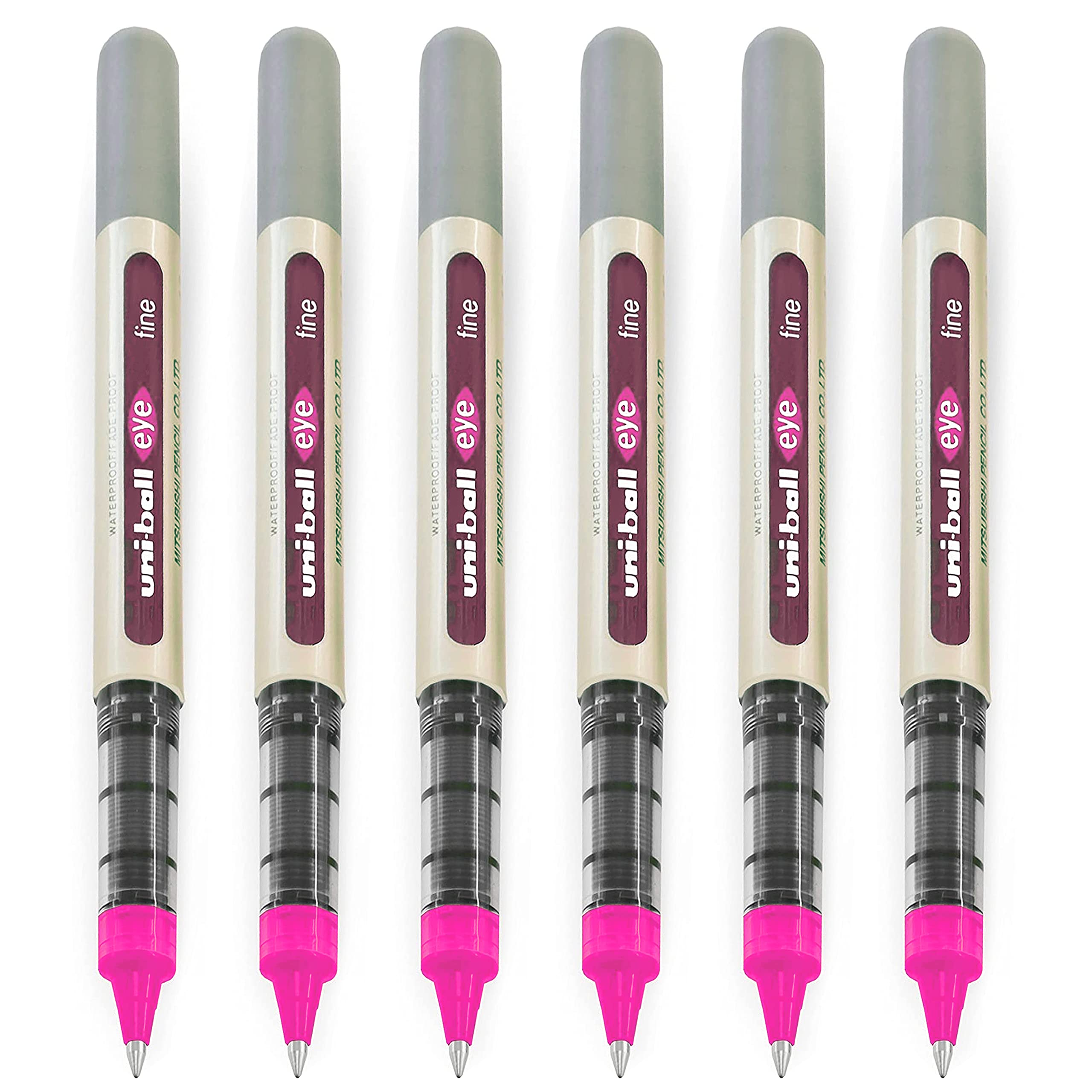 uni-ball EYE UB-157 0.7mm Tip Rollerball Pen - Pink (Pack of 6)