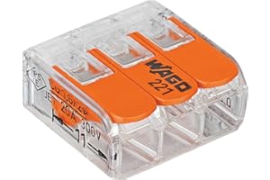 WAGO 221-413/VE00-2500 221 Series 3 Conductor AWG 24 – 12 Transparent Body Connector w/Levers - 50 item(s)