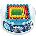 R&M International Square Cookie and Biscuit Cutters, Assorted Sizes, Bright Colors, 5-Piece Set