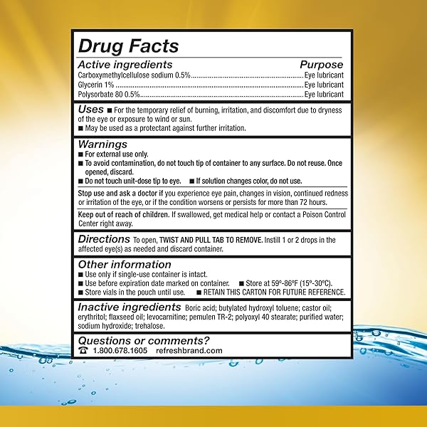 REFRESH OPTIVE MEGA-3 LUBRICANT EYE DROPS FOR DRY EYES, PRESERVATIVE-FREE, 0.01 FL OZ SINGLE-USE CONTAINERS, 30 COUNT
