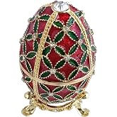 zltSunshine Enamel Easter Egg Trinket Box Ring Necklace Earring Jewelry Box Hand Painted Faberge Egg Container For Home &amp; Office Decor