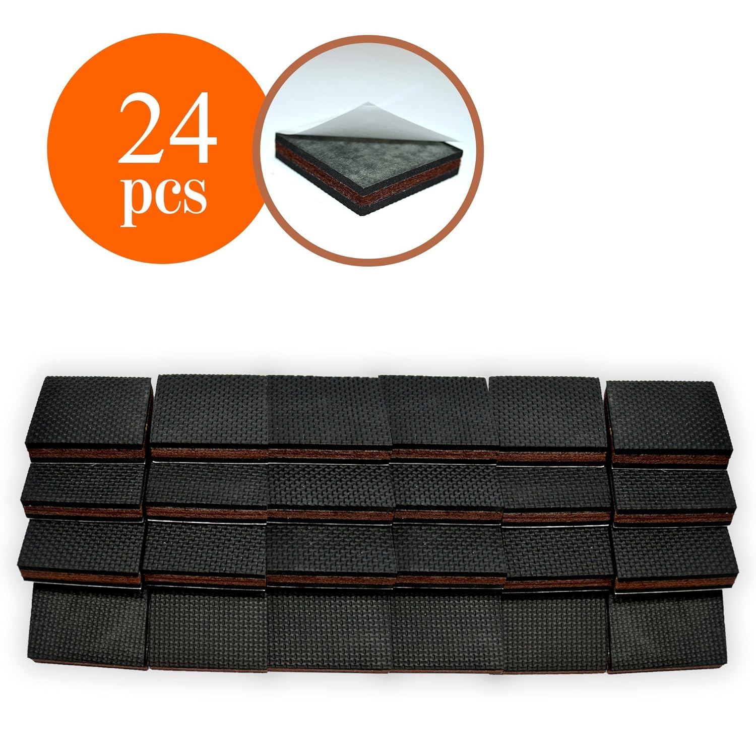 Non Slip Furniture Pads 24 Pcs Square Premium 2 Furniture Feet