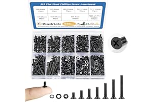 KADRICK 840Pcs M3 Countersunk Screws,M3 Flat Head Screws,Phillips Bolts Nuts Washers Assortment Kit,Zinc Plated,Lenth of 6MM-25MM