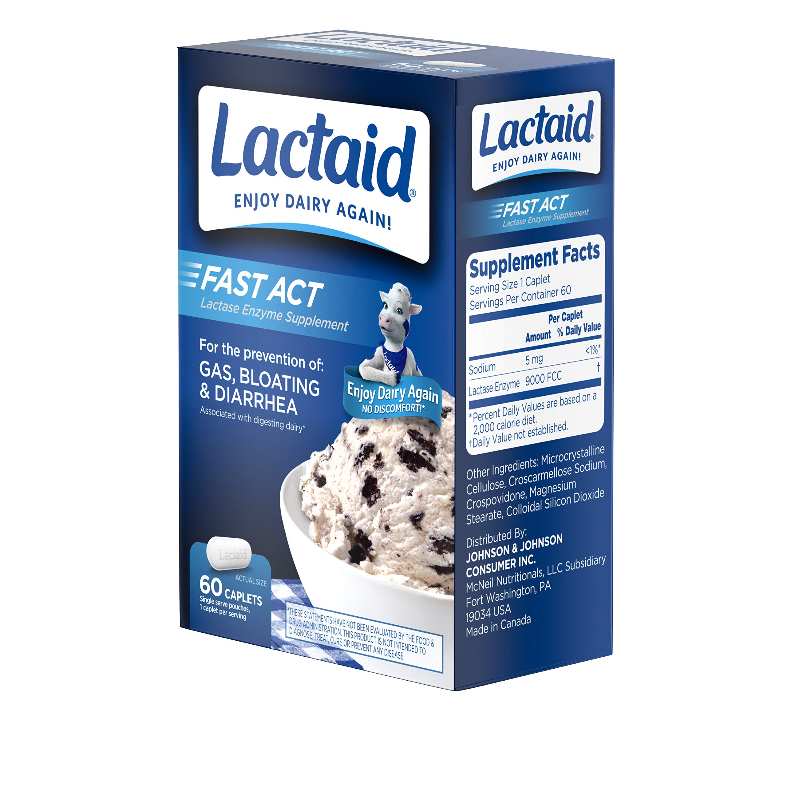 Lactaid Fast Act Lactose Intolerance Relief Caplets with Lactase Enzyme