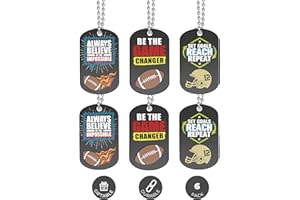 Inkstone (6-pack) Football Motivational Dog Tag Necklaces - Football Gifts in Bulk for Football Team Uniform Accessories - Football Party Favors Sports Prizes Awards Men And Women