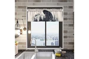 KYZSXZ Curtain Valance Sasquatch Mountain Printed for Kitchen Living Room Bathroom Basement, 54x18 in Short Rod Pocket Small 