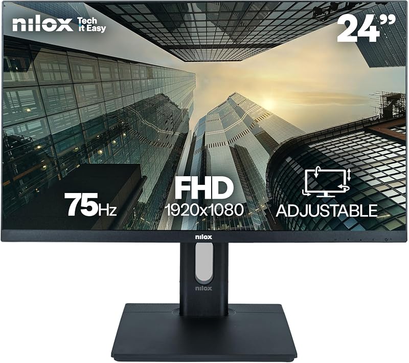 NXM24REGWEB01 Monitor 24", Full HD, Schermo PC 75Hz, Monitor PC con Tecnologia IPS, Connessioni HDMI, Riduzione Luce Blu e Webcam