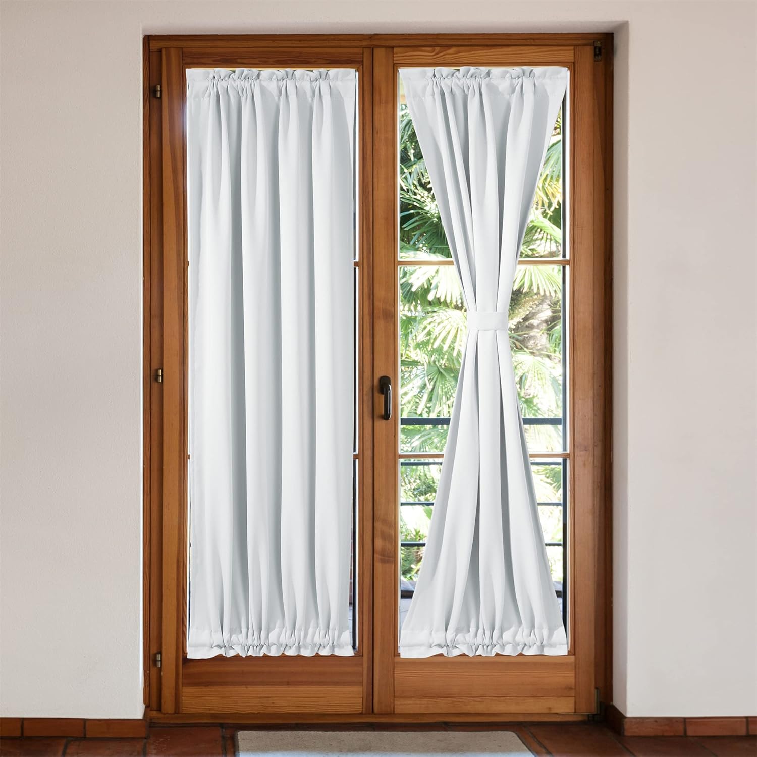 Outdoor Curtains - Moslovstar Sidelight French Door Curtain 72 Inch Long Thermal Insulated Blackout Door Panels for Front Patio Glass Door, Set of 2, White