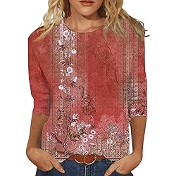 Petite Blouses for Women 3/4 Sleeve Summer Tunics