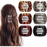 Obeoby 6 PCS Flat Hair Clips, Medium Flat Claw Clips French Hair Barrettes Accessories for Women Girls (Tortoiseshell)