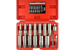 STXDY 16Pcs Deep Bolt Extractor Set, Stripped Bolt Extractor Kit, Impact Bolt and Nut Extractor Kit for removing damaged, deformed, broken bolts, nuts, screws, studs