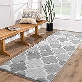 DEXDE Shaggy Bath Rug Runner 24x60 Inches - Checkered Non-Slip Absorbent Machine Washable Long Bathroom Rugs Quick Dry Carpet for Tub Shower, Home Decor Accessories, Gray
