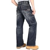 BOCOMAL Men's Work Carpenter Jeans Heavyweight Denim Relaxed Fit Bootcut | Non FR,13.5oz Cotton Slub Heavy-duty Dura-Rugged,Double Stitches,Retro Washed,Mid Rise,9 Utility Pockets,YKK Button/Zipper