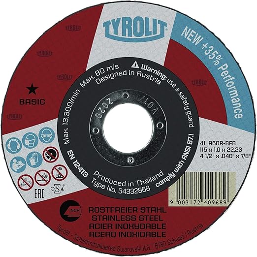 TYROLIT 34332868 CutOff Wheel Stainless steel 115 mm 25 pcs