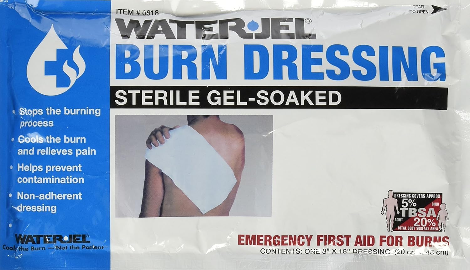 Water Jel Emergency Burn Dressing, 8" x 18": Health & Personal Care