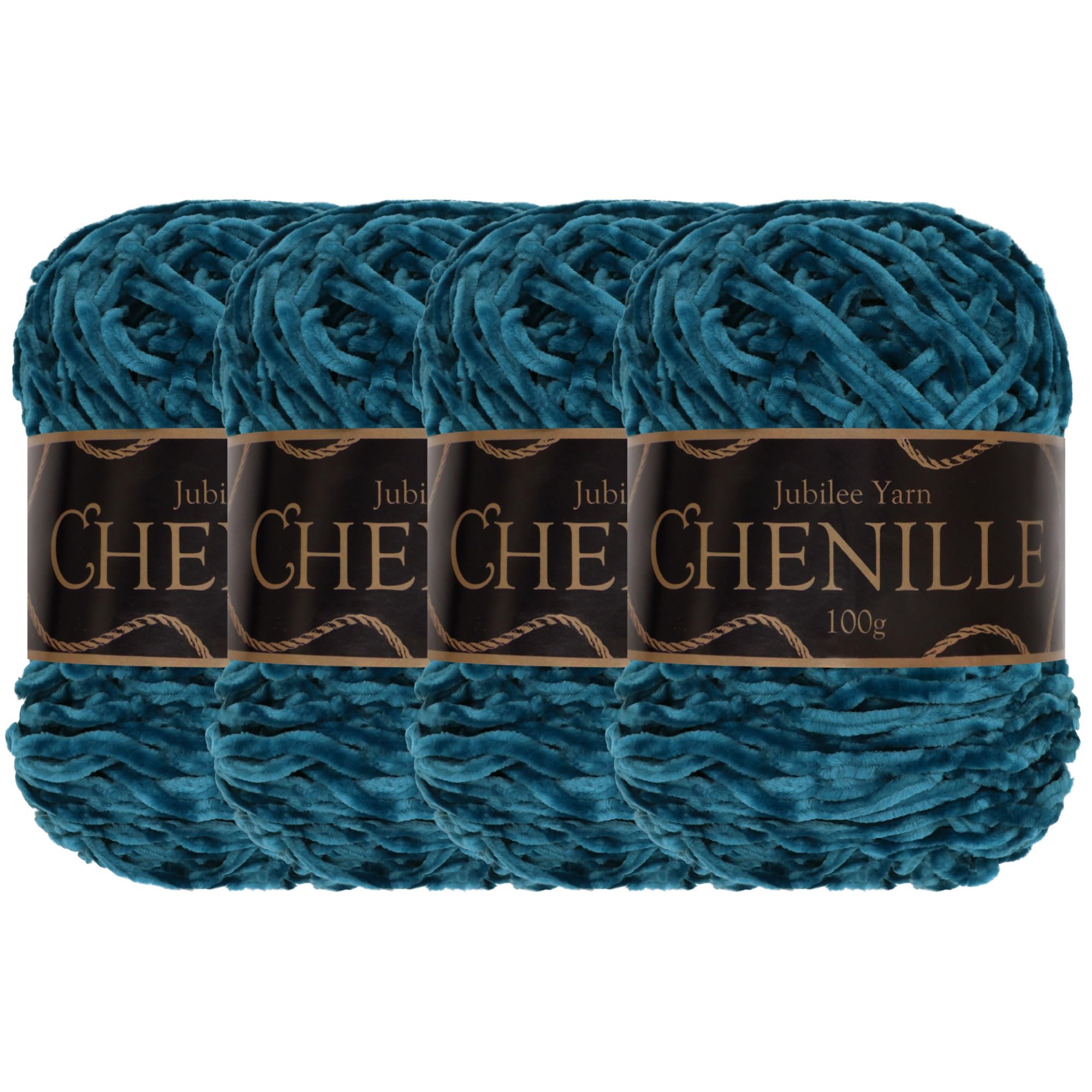 JubileeYarn Chenille Yarn - Worsted Weight - 100g/cake - Cerulean - 4 Cakes