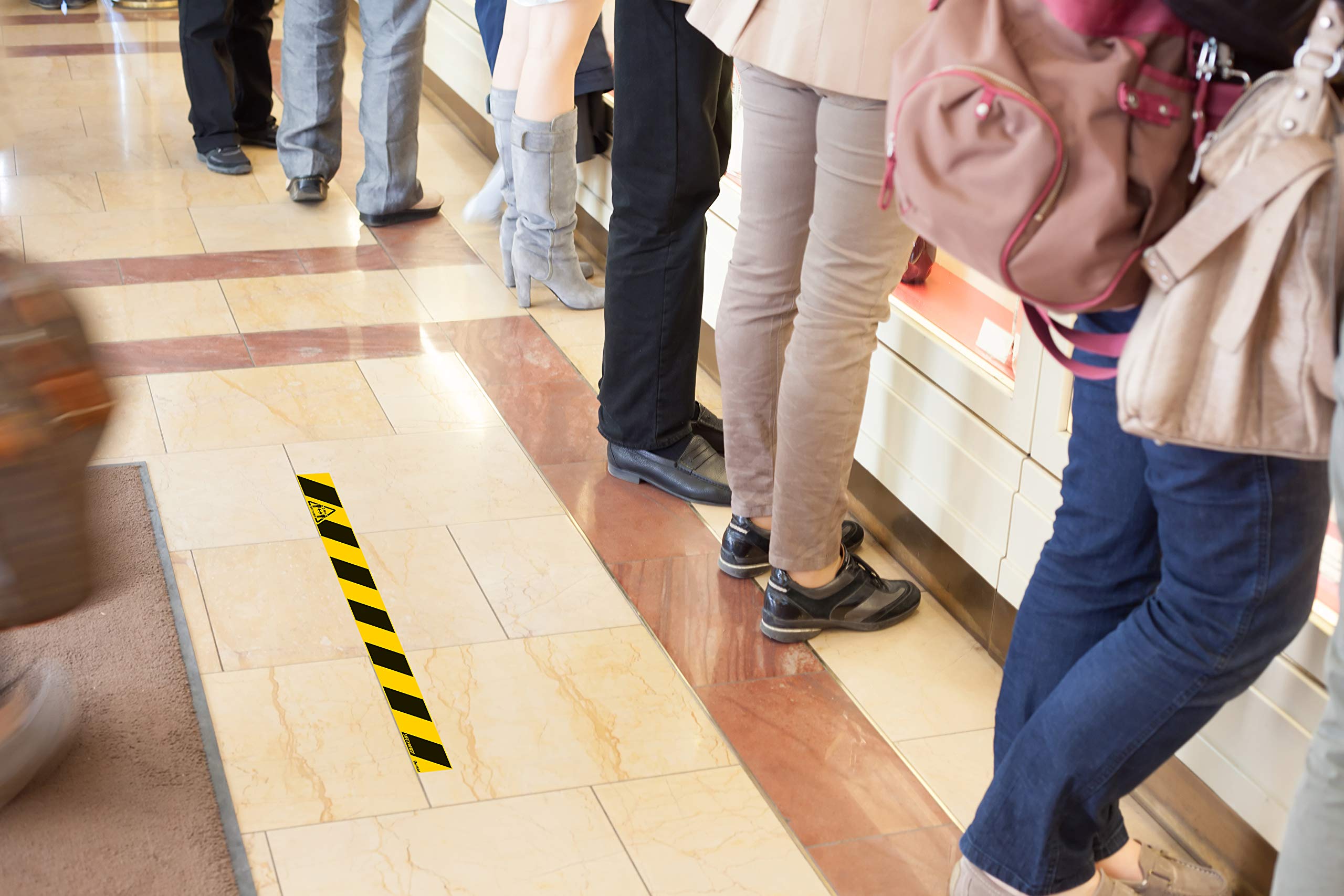 Tarifold Es 197858 – Signage Tape Adhesive for Floor"Ultra Resistant" All Types of Surfaces and Floors" Keep Safety Distance 2 M" 80 x 8 cm, Yellow/Black, Bag 1 or