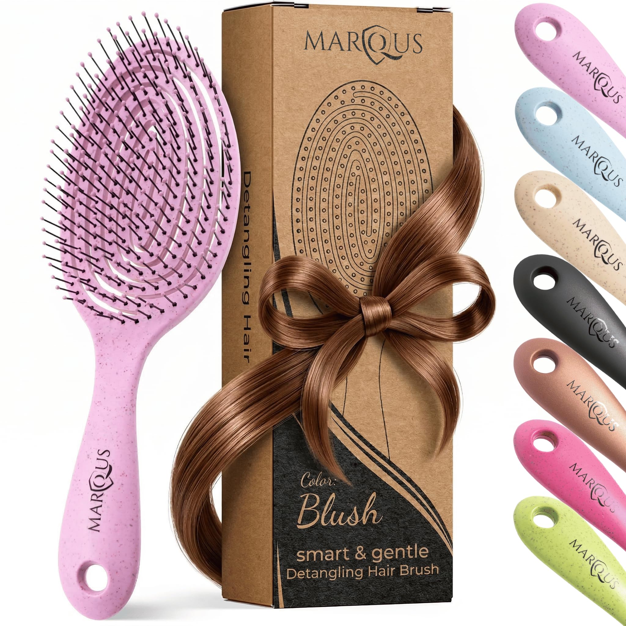 marQus Detangling Hair Brush for Women and Men - With Ultra-Soft, Flexible Bristles and Body - Glides Through Tangles with Ease - Suitable for All Hairtypes - Wet or Dry, Purple — image 1