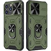 VEGO for iPhone 14 Pro Max Case with Slide Camera Cover Built in 360° Rotate Ring Stand Kickstand Fit for Magnetic Car Mount Cover for iPhone 14 Pro Max 6.7" 2022 - Green