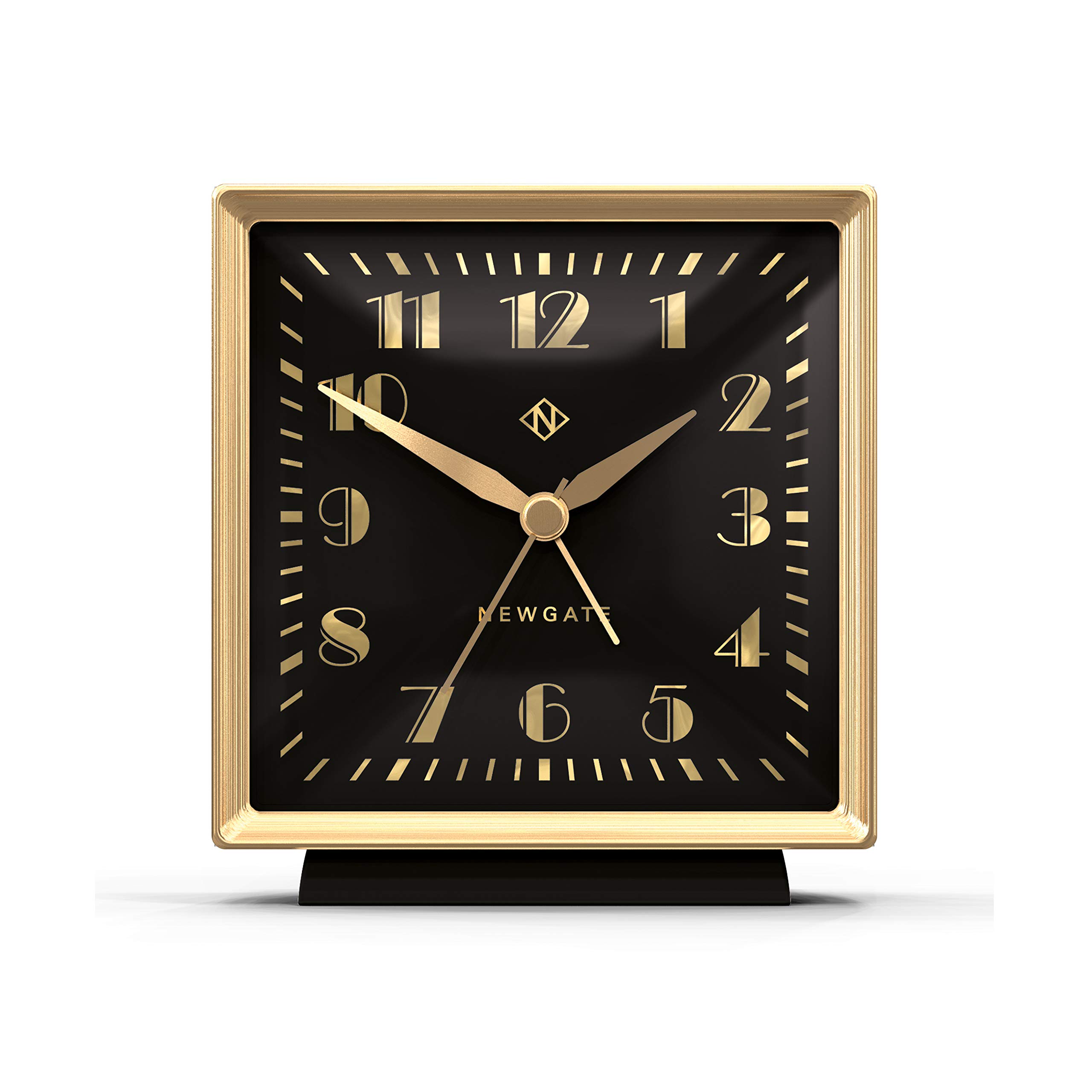 NEWGATE® Skyscraper Alarm Clock with Silent-Sweep (No Ticking) Movement, Soft Silicone Case & Metal Frame | Black