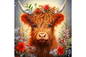 Lophomie Diamond Painting Cow Diamond Art Kits for Adults Diamond Painting Kits for Beginner Christmas- Full Drill Round Diamonds Gem Art Painting Kits Crafts for Wall Home Decor Arts 14x14 Inch