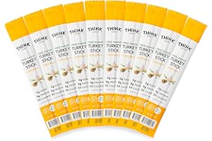 Think Jerky, All-Natural Turkey Sticks (1.0 Ounce Sticks, Pack of 10 Sticks) - Sugar Free, Gluten Free, Non GMO, No Nitrates, Keto Friendly, Paleo, High Protein, Low Carb