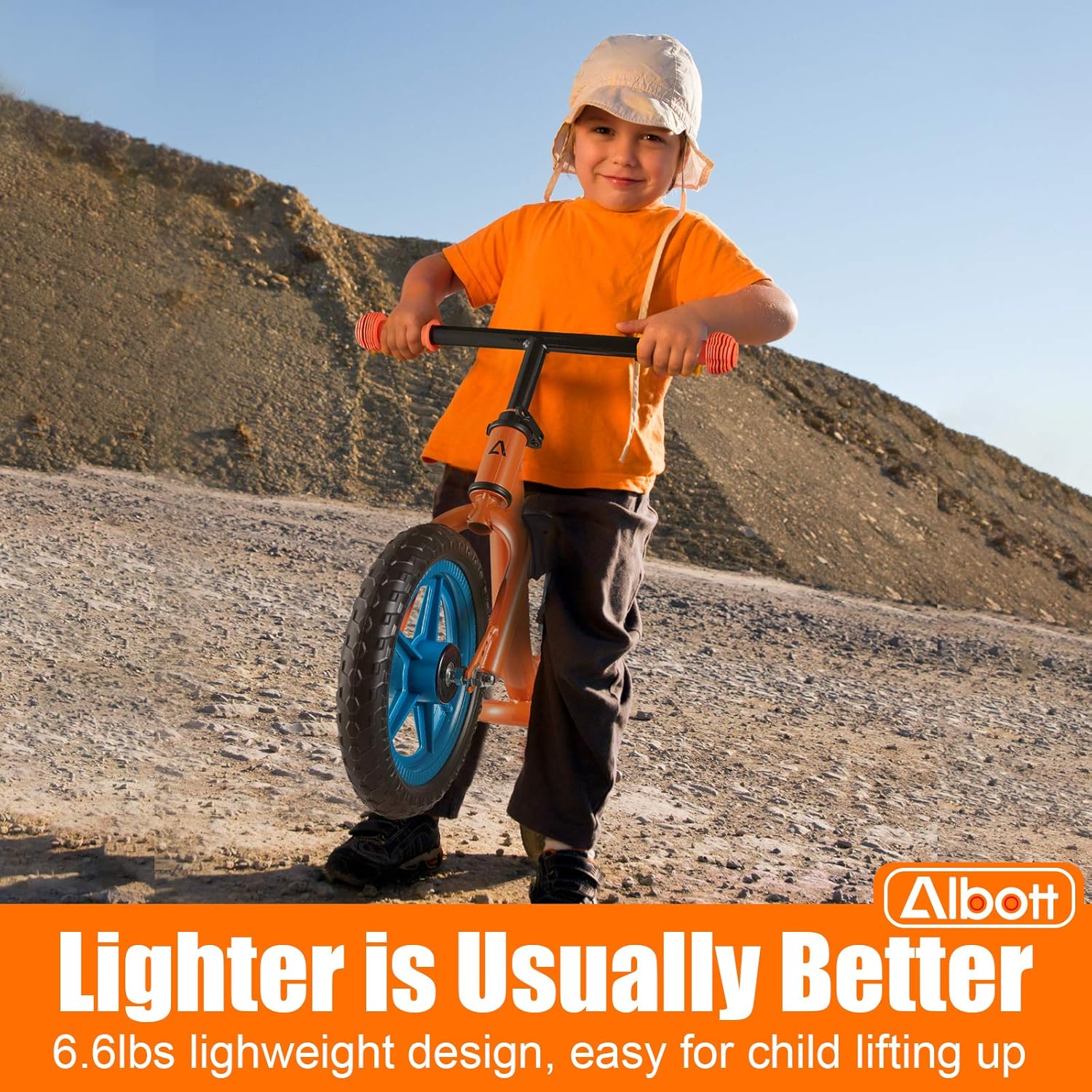 Albott 12 Sport Balance Bike - Toddler Training Bike w/Adjustable Height Seat & Handlebar, Push Bikes for Toddlers No Pedal Scooter Bicycle with Footrest for Age 18 Months and Over(Orange): Sports & Outdoors