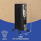Russell Hobbs 1500W Oil Filled Radiator 7 Fin Heater Black view 2
