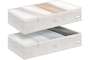 StorageWorks Underbed Storage Box with Clear Window and Sturdy Structure, Foldable Underbed Storage Bins for Clothes, Blanket