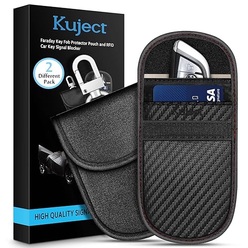 Faraday Key Fob Protector Bags (2 Different Pack), Kuject RFID