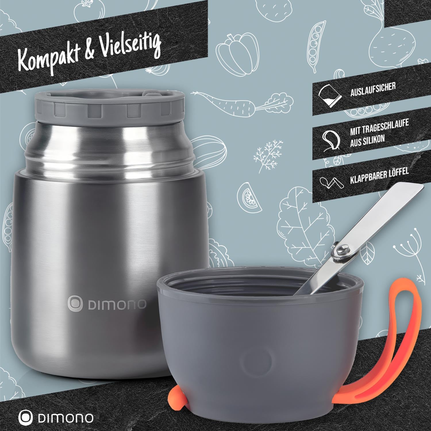 Dimono® Thermobehälter für Essen 500 ml – Thermo Lunchbox mit Löffel 3