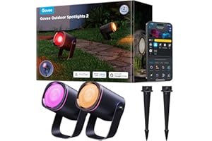 Govee Outdoor Spot Lights 2, IP67 Waterproof Spotlights, Landscape Lights Work with Matter, Alexa, and Google Assistant, RGBWIC Color Changing Light for Outdoor Decor, Patio Decorations, 2 Pack